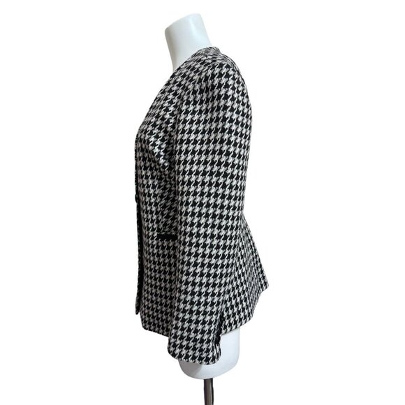 Express Houndstooth Wool Blend Blazer Jacket Black White Academia Womens 12 - Picture 3 of 14